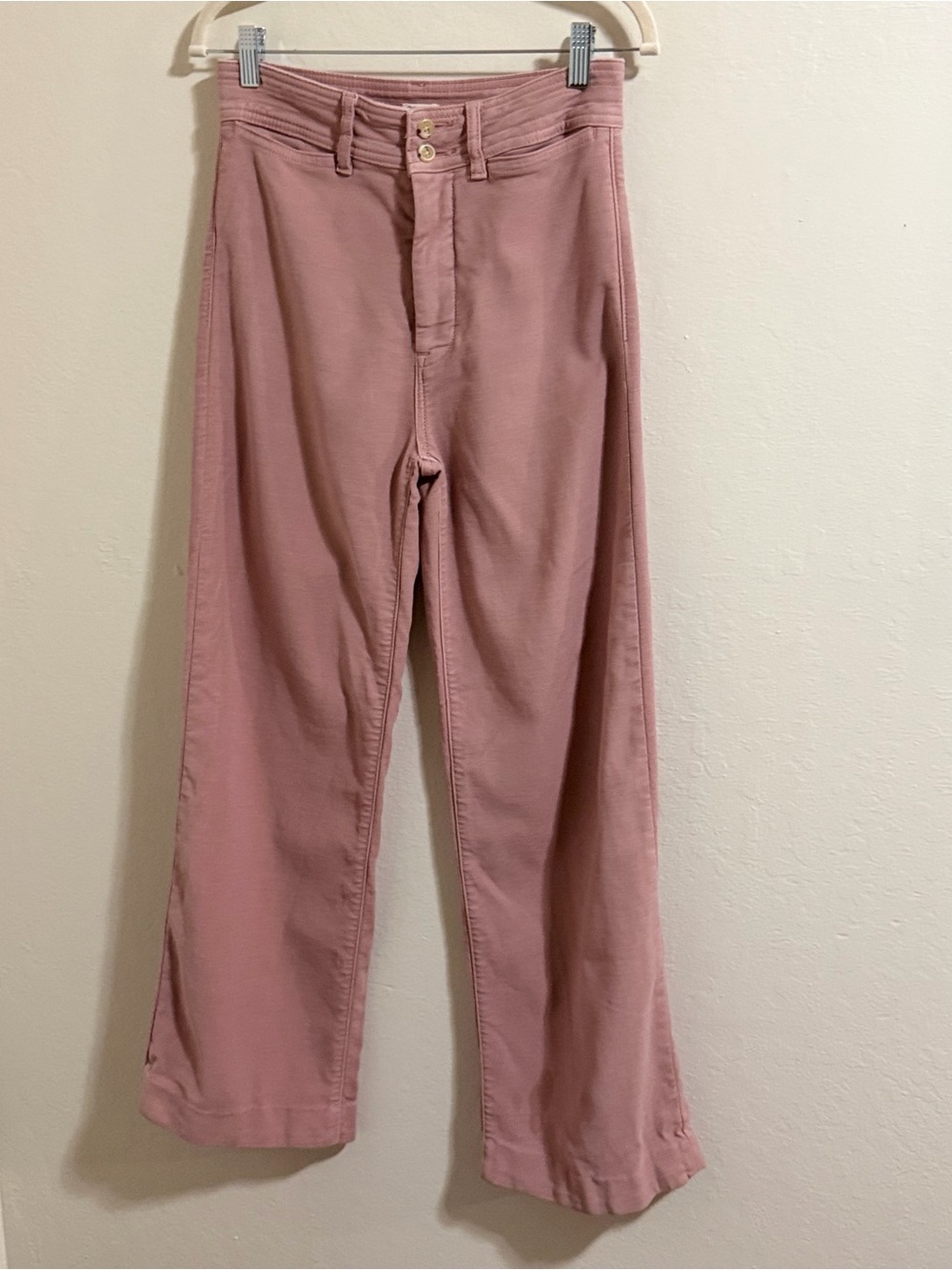 Faherty Stretch Terry Harbor Pants Mauve Pink Wide Leg High Rise Size 27 cotton - Picture 2 of 12